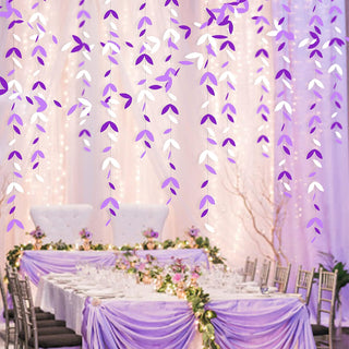 Lavender Party Decorations Leaf Garland in Purple & White (52Ft)  3