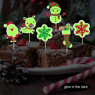 Glow in Dark Christmas Cupcake Toppers Set (34pcs) 3