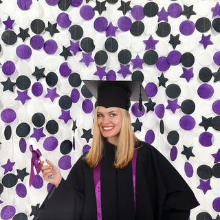 Grad Party Star Circle Dot Garland in Purple, Black & White (173Ft) 3