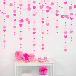 52FT Hot Pink Party Pink White Hanging Paper Heart Garland3