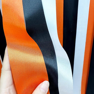 Halloween Party Satin Ribbon Streamer in Black, Orange & White (197Ft) 3