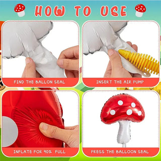 Cute Red Mushrooms Balloon for Woodland Fairy Decoration (6Pcs) 6