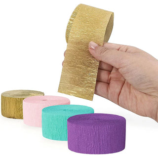 Purple, Blue, Pink and Gold Crepe Paper Streamer Garlands (4 rolls) 4