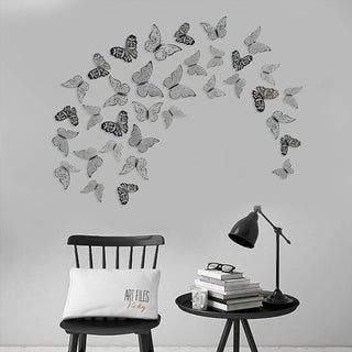 Black & Grey Removable Butterfly Stickers 3D Wall Decals (36Pcs) 3