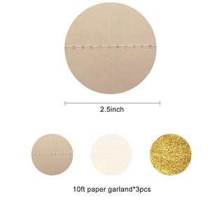  Glitter Gold Ivory Circle Paper Garland (3pcs) 7