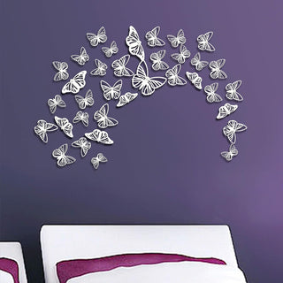 White Hollow Butterflies Decorations 3D Wall Art Stickers (36Pcs) 3