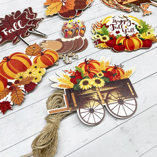  18Pcs Fall Thanksgiving Wood Ornaments Happy Thanksgiving Turkey Cutouts 2