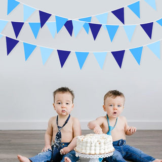 Blue Party Bunting Flag Banners in Royal Blue & Light blue (32Ft) 3
