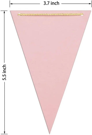 Pennant Bunting Flags in White, Gold and Pink 30ft 6