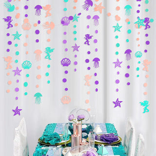 Mermaid Garland with Seashell in Purple, Teal & Coral(52Ft) 3