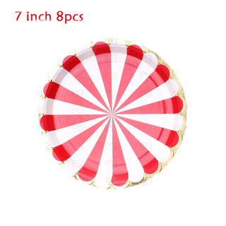 Red and White Striped Tableware Set (86pcs) 3