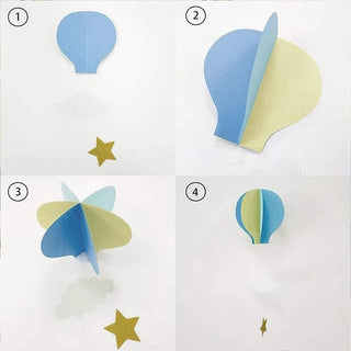 Hot Air Balloon Garlands in Pastel Blue and Yellow (4pcs) 5