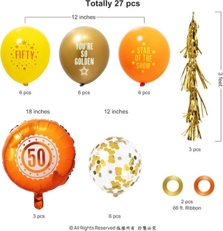 32pcs Gold 50th Birthday Party Balloon Tassle Garland Kit 2