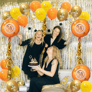 32pcs Gold 50th Birthday Party Balloon Tassle Garland Kit 3