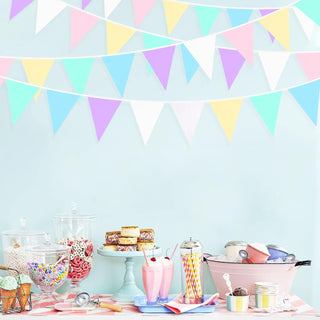 Macaron Party Pastel Fabric Pennant Flag Banner (32Ft) 4