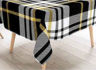 Buffalo Plaid Tablecloth in Black, Gold and White (54"x108") 5