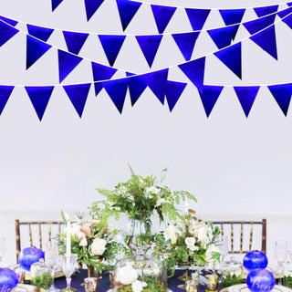 32FT Royal Blue Party Triangle Flag Banner Metallic Fabric Bunting Garland 4