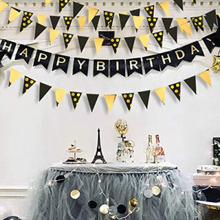 Pennant Banner Flags in Gold and Black Set 30ft 4