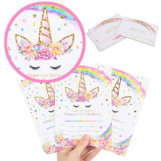 Birthday Rainbow Unicorn Invitation Cards with Envelops Sets (12 pcs) 3