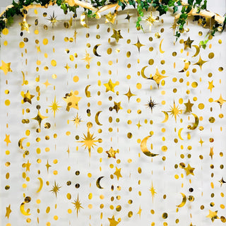 Crescent Star and Moon Garlands Set in Gold (62ft) 4