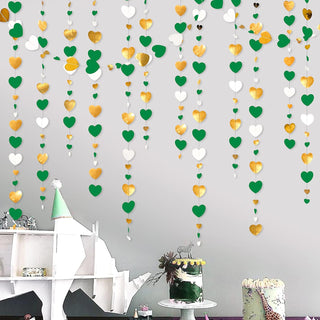 52Ft Green Gold and White Love Heart Garland Hanging Streamer Banner 4