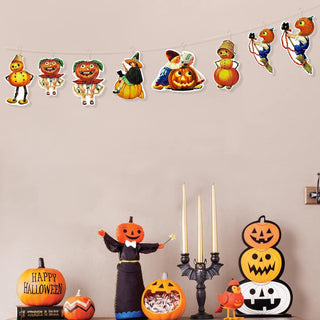 Vintage Halloween Party Ornaments with Pumpkin, Kids & Witches (18Pcs) 4