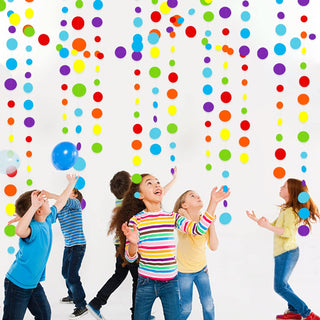 Rainbow Theme Colorful Circle Dots Hanging Paper Garland (46Ft) 4