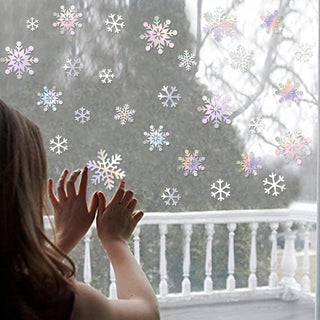 Iridescent White Snowflakes Sticker for Wall Decoration (72pcs ) 4