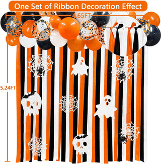 Halloween Black and Orange Ghost Balloon and Ribbon Backdrop (197Ft) 4