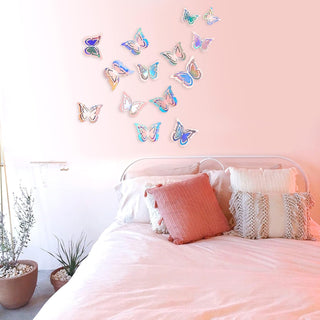 3D Wall Sticker Iridescent Pink Butterfly Removable Decoration (27Pcs) 4