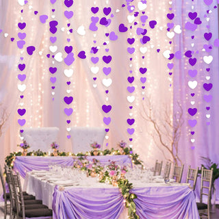 52 Ft Lavender Love Heart Garland Purple and White Hanging Streamer 5