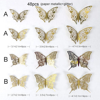 3D Hollow-out Gold Paper Butterflies Wall Stickers (48Pcs) 4