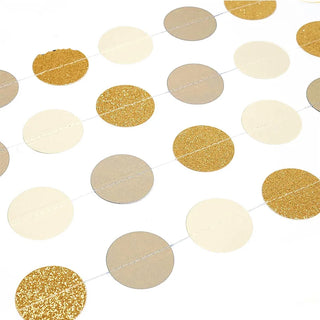  Glitter Gold Ivory Circle Paper Garland (3pcs) 2