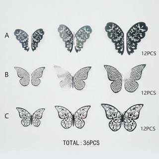 Black & Grey Removable Butterfly Stickers 3D Wall Decals (36Pcs) 4