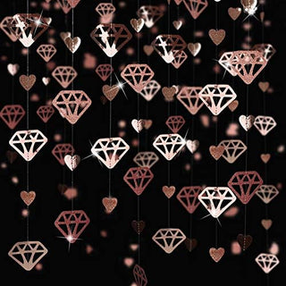 Valentine's Day Rose Gold Diamond and Heart Hanging Garland (52Ft)\ 3