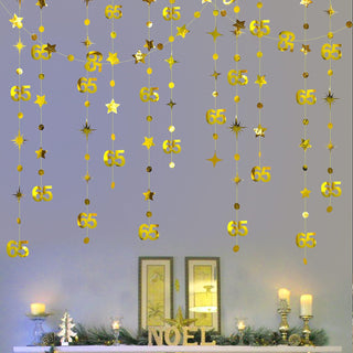 Gold 65th Anniversary Circle Dot Garland with Twinkle Stars (46Ft) 4