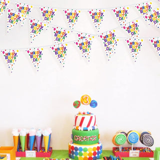 Colorful Happy Birthday Sign Pennant Bunting Flags 33ft 3