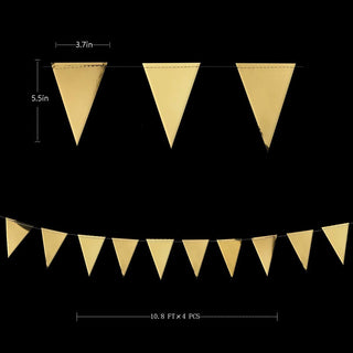  Gatsby Party Metallic Paper Banner of Bunting Triangle Flags in Gold (40Ft) 4