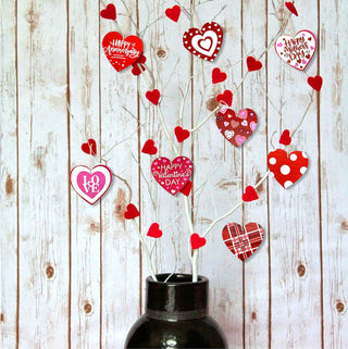 Valentine's Day Heart Tree Ornaments Wooden (24Pcs) 