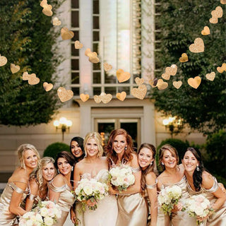 Champagne Gold Heart Hanging Garland for Engagement Party (40Ft) (40Ft) 