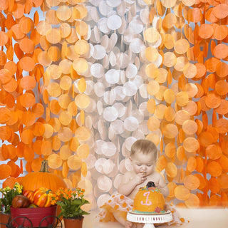 Orange Party Big Circle Dots Paper Garland in Ombre Orange (192Ft) 4