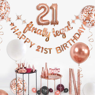 21st Birthday Banners and Balloons Set in Rose Gold 4