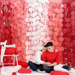 Valentine's Red Party Polka Dot Paper Garland in Ombre Red (192Ft) 4