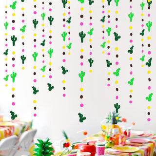 Cactus Garlands with Green, Yellow, Brown and Hot Pink Polka Dot (40Ft)  4