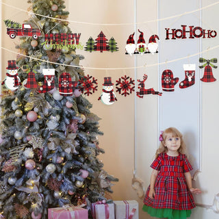 18Pcs Christmas Tree Ornaments Buffalo Plaid Merry Christmas 4