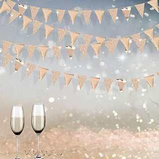 Champagne Gold Triangle Flag Banner of metallic & glitter Paper (30Ft) 4