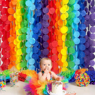 Rainbow Party Big Ombre Polka Dots Paper Garland (205Ft) 2