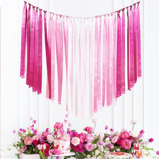 Wedding Ombre Pink Satin Ribbon Streamer Backdrop (197Ft) 6