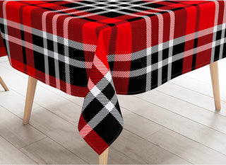 Buffalo Plaid Tablecloth in Black, Red and White (54"x108") 5