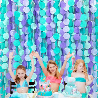 Mermaid Party Polka Dot Paper Garland in Aqua, Purple & Teal (205Ft) 4